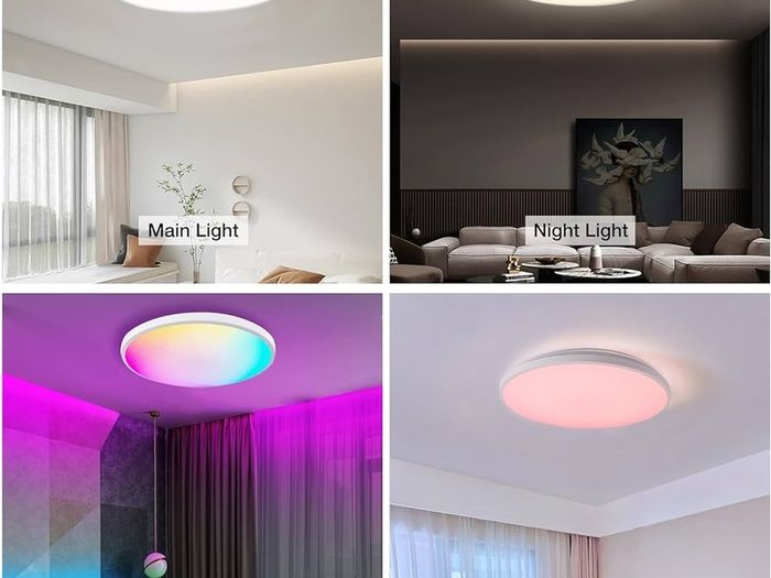 Bathroom Led Ceiling Light Smart - 24W RGBCW Color 3000-6500k Dimmable Bath Ceiling Lights Round with Remote Control Ceiling Lamp for Bedroom Hallway Kitchen