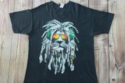 Rastafari Reggae Smoking Lion Men's T-shirt Size XL