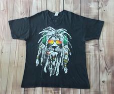 Rastafari Reggae Smoking Lion Men's T-shirt Size XL