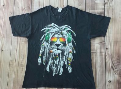 Rastafari Reggae Smoking Lion Men's T-shirt Size XL