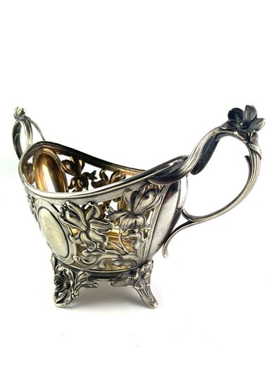 Rare Antique art nouveau silver plated basket