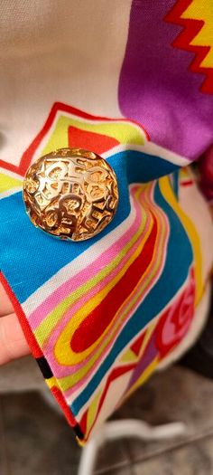 Vibrant print Italian blazer with gold button detail