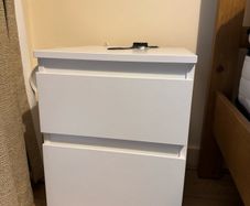 Studying table, two bedside table, office chair and a wall shelf