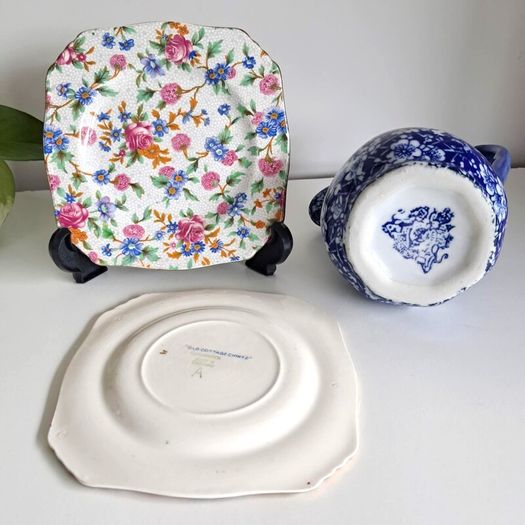 .. PRICE DROP.. Porcelain Lot - Milk jug, chintz plates.