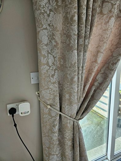 Taupe/grey very heavy lined curtains