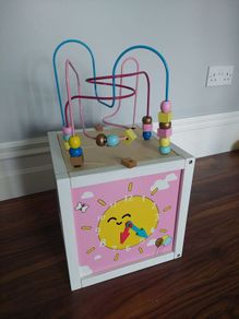 wooden activity cube