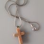 PINK - Natural Stone - Cross on 925 Silver Chain Image 3