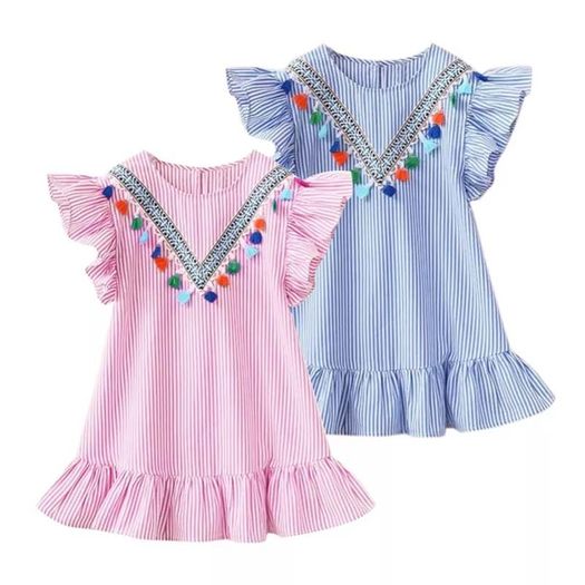Summer Girls Tassel Flying Sleeve dress