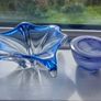 Fabulous Pair of Two Vintage Small Hand-Blown Art Glass Pieces in Shades of Bright Blue and Cornflower Blue, Sold as a Pair Image 8