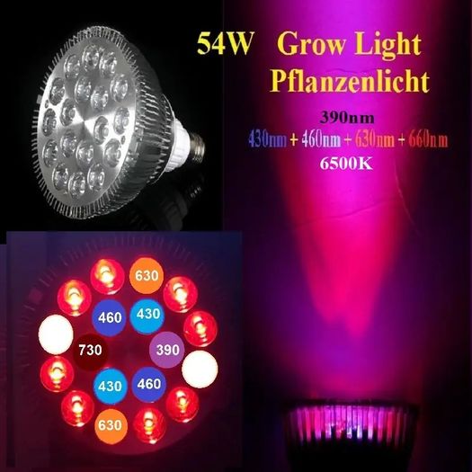 54W Full Spectrum LED Grow Light Bulb E27 Brand New