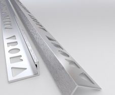 Brushed chrome tile trim