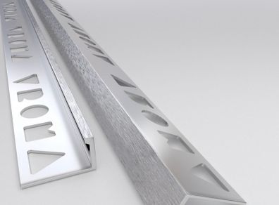 Brushed chrome tile trim
