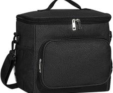 10L Insulated Lunch Bag, Large Leakproof Thermal Lunch Box Bag for Men/Women/Adults Cool Bag with Adjustable Shoulder for Work Beach Picnic Camping (Black)
