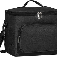 10L Insulated Lunch Bag, Large Leakproof Thermal Lunch Box Bag for Men/Women/Adults Cool Bag with Adjustable Shoulder for Work Beach Picnic Camping (Black)