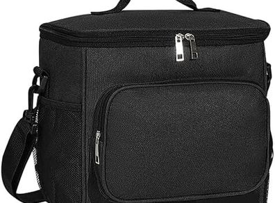 10L Insulated Lunch Bag, Large Leakproof Thermal Lunch Box Bag for Men/Women/Adults Cool Bag with Adjustable Shoulder for Work Beach Picnic Camping (Black)