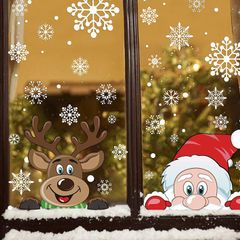 Christmas Window Stickers, 74pcs Peeping Santa and Rudolph Window Clings Snowflake Decal for Xmas Window Decoration