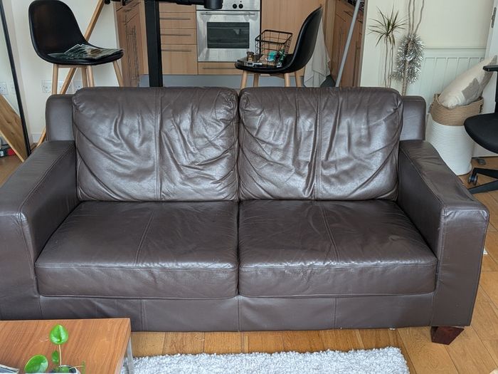 Brown Leather couches 162cm (2 available)