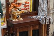 Antique Oak Console Hall Table with Coat Rack