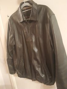 Maine New England leather bomber jacket