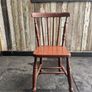 A set of 6 Victorian painted Elm stick back kitchen chairs. Image 8