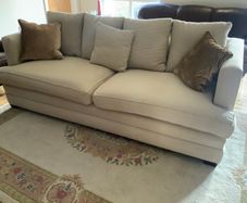 Large 7 foot cream linen sofa