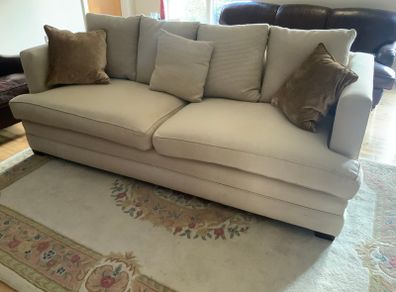 Large 7 foot cream linen sofa