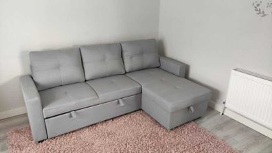 Silver Grey Corner Sofa Bed Storage Free Delivery Free Assembly