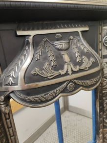 Antique Cast Iron Fireplace Insert Set Grate and Fret Victorian Style