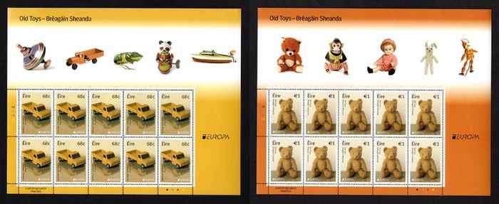 2015 Ireland Europa Old Toys Commemorative Stamps Sheetlet Plate 1A1A1A1a Mint Never Hinged (MNH)