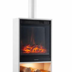 Freestanding Electric Fireplace with Heater & Chimney Pipe