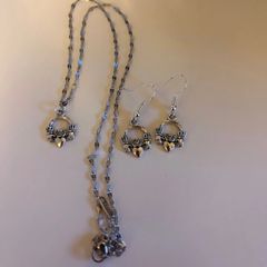 Silver Claddagh Necklace & Earrings Set