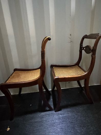 A Rare Pair of Regency Cut-Brass & Rosewood Side Chairs (c. 1820) - Celebrating 200 Years of Craftsmanship