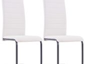 Cantilever Dining Chairs 2 pcs Cream Fabric