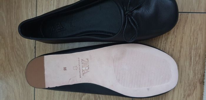 New Zara leather girl's flat shoes size 35