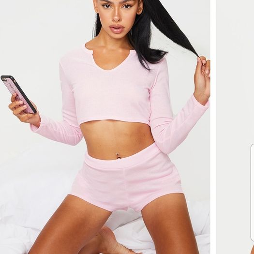 PLT pretty little thing pink lounge co ord sz 6 bnip