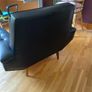 Pair of Black Leather Mid Century Armchairs Image 6