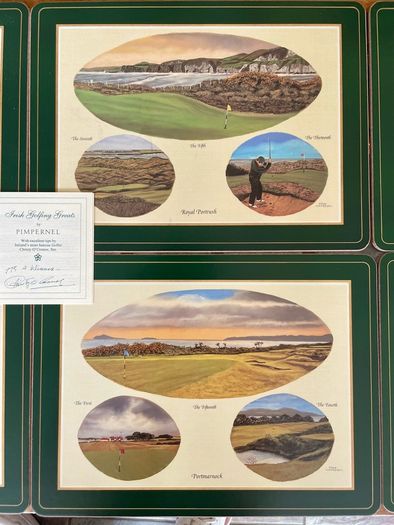 Six Vintage Irish Golfing Greats by Pimpernel Place Mats with Tips from Christy O Connor Senior