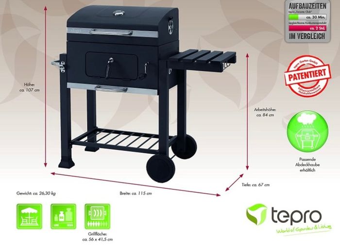 Toronto Click Charcoal Barbecue, Anthracite/Stainless Steel (FREE POSTAGE)