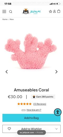 New JELLYCAT Amuseable Coral