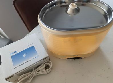 Enabot ROLA Water Fountain: Stainless Steel Tray, Induction Wireless Water Pump, Battery-Operated, Phone App, 5x free filters