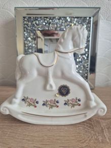 Vintage Royal Tara Fine Bone China Rocking Horse Money Bank