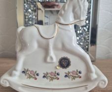 Vintage Royal Tara Fine Bone China Rocking Horse Money Bank