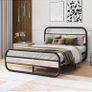 Double Bed Frame with Headboard,Oval-Shaped Platform Bed with Under-Bed Storage Image 7