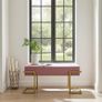Axon Modern Pink Velvet Bench with Gold Metal Frame 100x34x45cm Image 7