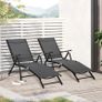 Set of 2 sun loungers, folding sun lounger, 7-position adjustable backrest, aluminum frame 64x134x95cm, black Image 3