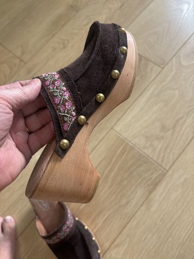 Schuh Brown Suede Clogs / Mules