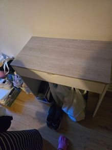 Compact Desk / Console Table with Wood Vinyl Wrap
