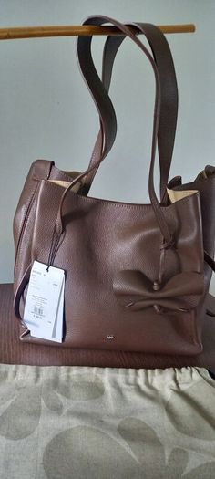 Weekend By MaxMara Falco Chocolate Brown Leather Tote with Pochette