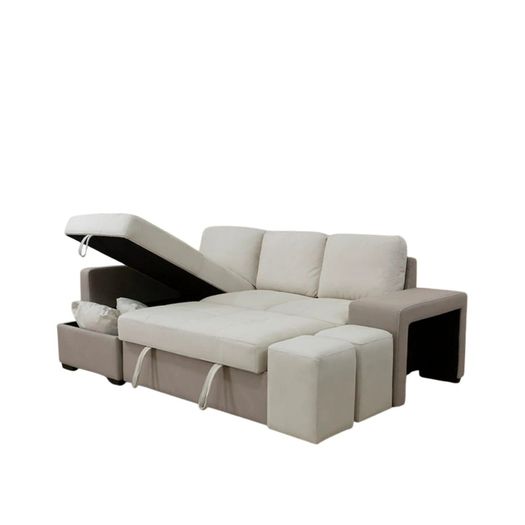 Stacy Beige Chaise Longue Sofa Bed With Storage