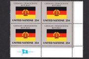 1988 United Nations New York German Democratic Republic National Flag (part of flag series) Block of 4 Mint Never Hinged (MNH)